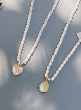 人鱼姬椭圆吊坠珍珠项链