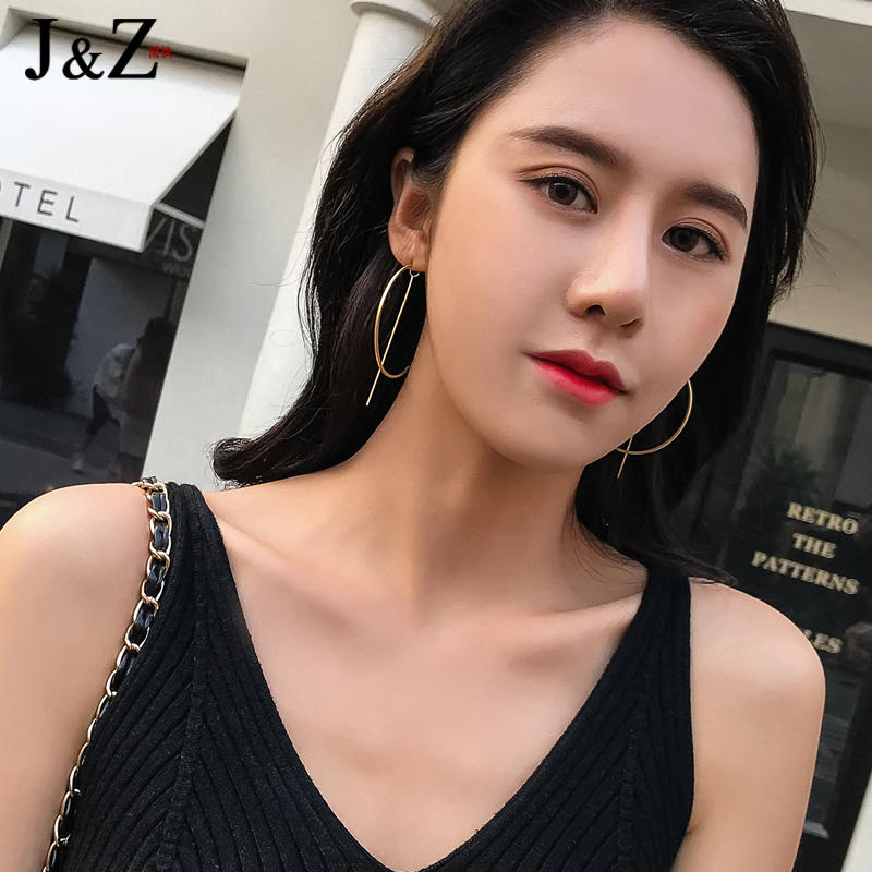 欧美夸张大耳环网红 新款潮气质韩国圆圈耳饰女纯银长款耳坠 2019 欧美夸张大耳环网红 新款潮气质韩国圆圈耳饰女纯银长款耳坠 2019