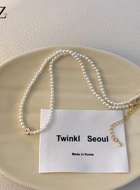 施家珍珠小米珠雏菊项链