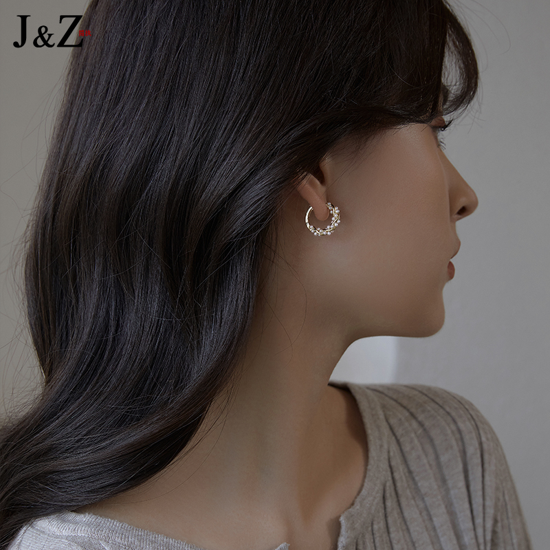 珍珠耳圈耳饰独特设计小众高级感纯银耳钉女夏2022年新款潮耳环圈
