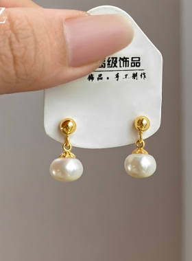 淡水珍珠耳坠耳环2025新款女夏天轻奢高级感耳钉气质小众设计耳饰
