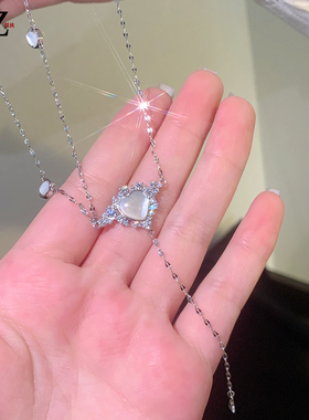 轻奢小众设计猫眼石项链锁骨链女