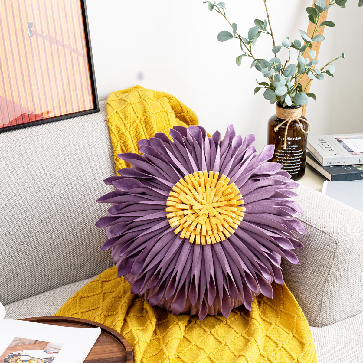 沙发抱枕紫色公主风花朵抱枕套办公室沙发靠枕网红ins风床头靠套,淘宝优惠券,粉丝福利购,淘宝优惠卷