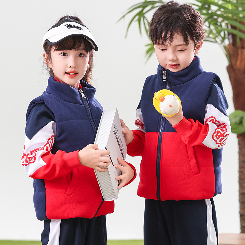 小学生校服秋冬装冲锋衣三件套一年级运动会班服幼儿园园服春秋款 - 图3