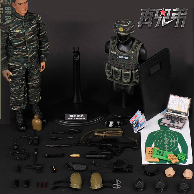 1:6和平使命中国武警兵人模型关节可动素体套装仿真人偶手办收藏-图2