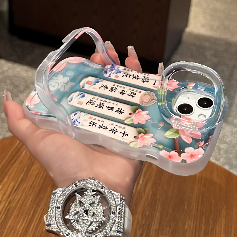 适用于苹果17promax手机壳新款iPhone16一路生花15plus透明14/13隐形双支架一体软硅胶12创意11全包保护套xs - 图0