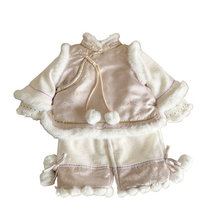 【柠里】女童新中式26冬季套装宝宝古风加绒加厚新年装儿童唐装,淘宝优惠券,粉丝福利购,淘宝优惠卷