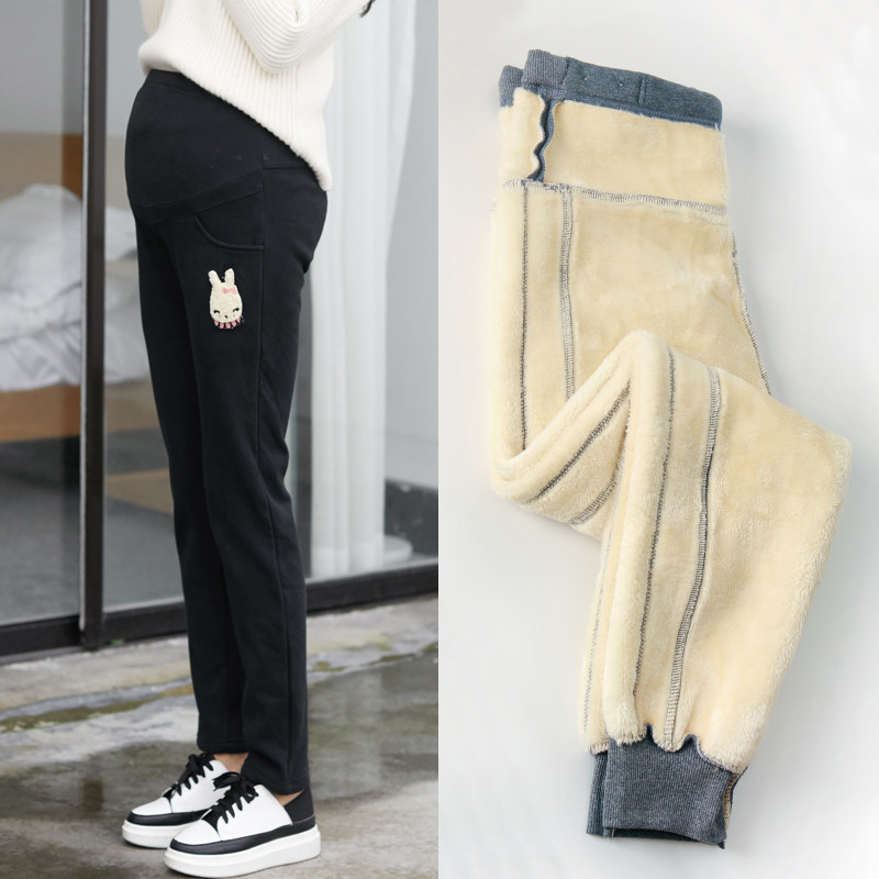 秋冬加绒外穿时尚宽松运动孕妇裤子 酷贝尔母婴孕妇直筒裤