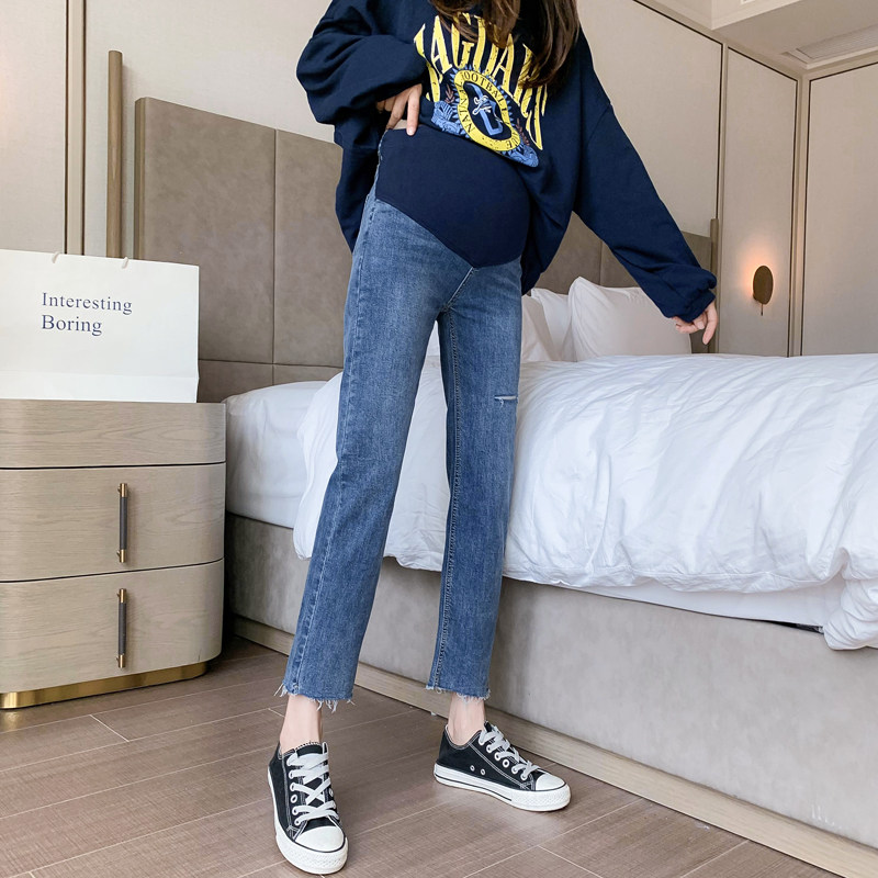 外穿宽松高腰直筒显瘦孕妇孕妇裤子 酷贝尔母婴孕妇直筒裤