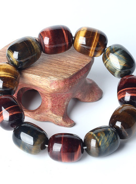 diy散珠单圈男士手链配饰虎眼石