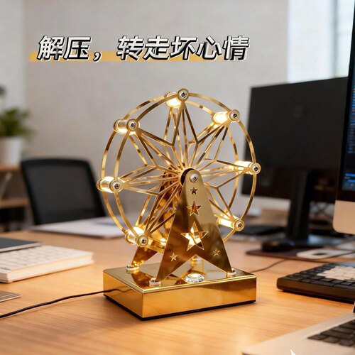 摩天轮旋转台灯浪漫生日礼物桌面氛围小夜灯直播间发光装饰摆件 - 图2