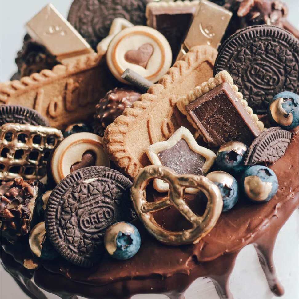 Lotus饼干蛋糕装饰德国金色蝴蝶饼干心形巧克力迷你甜甜圈费列罗