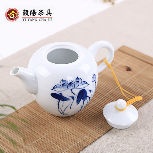 手工绘画陶瓷小号茶壶单壶青花白瓷功夫茶具配件简约家用泡茶器 - 图0