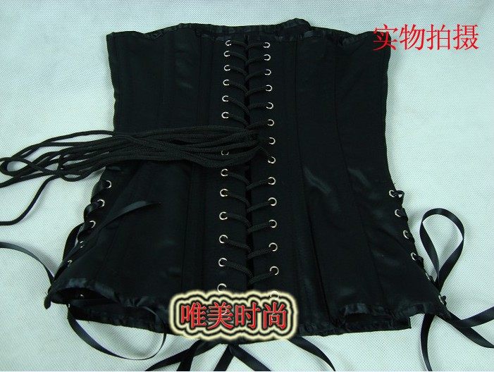 唯美时尚黑色哥特式束腰瘦腰腰封宫廷束身衣钢骨corset复古塑身衣_虎窝淘