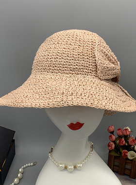 出游女夏天宽檐蝴蝶结防晒