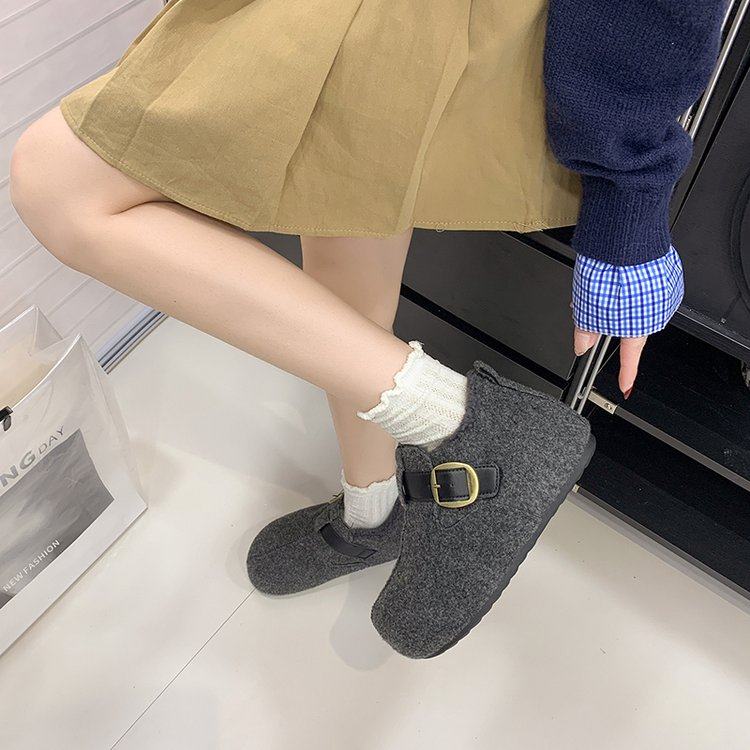 复古厚底内增高毛呢加绒勃肯鞋女冬款舒适百搭一脚蹬保暖雪地棉鞋,淘宝优惠券,粉丝福利购,淘宝优惠卷