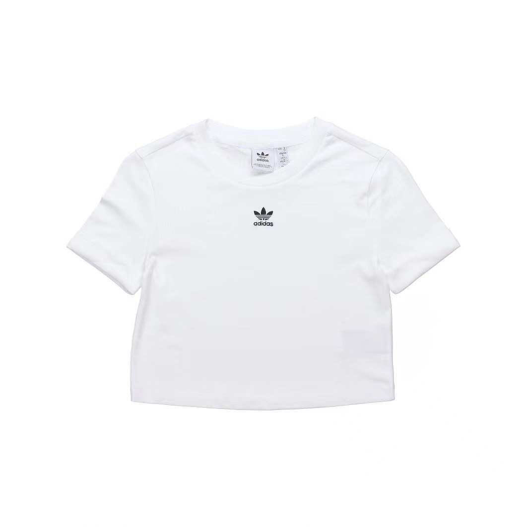 Adidas originals Crop Top女子短款小logo打底 T恤GN2803-图3