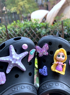 洞洞鞋鞋花鞋扣公主美人鱼