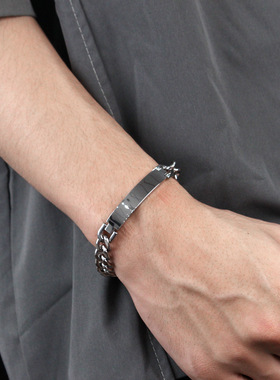 情侣钛钢定制刻字古巴手链