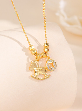 s925纯银马上有钱项链女本命年