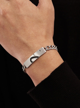 钛钢镶钻情侣手链免费定制刻字