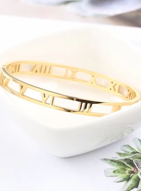 ins小众钛钢玫瑰金手镯女不掉色