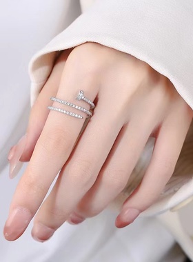 轻奢小众潮牌镶钻多层钉子戒指