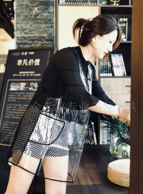 韩国美发透明工作服 美容院美甲店纹身店 防水围裙家用做饭防油