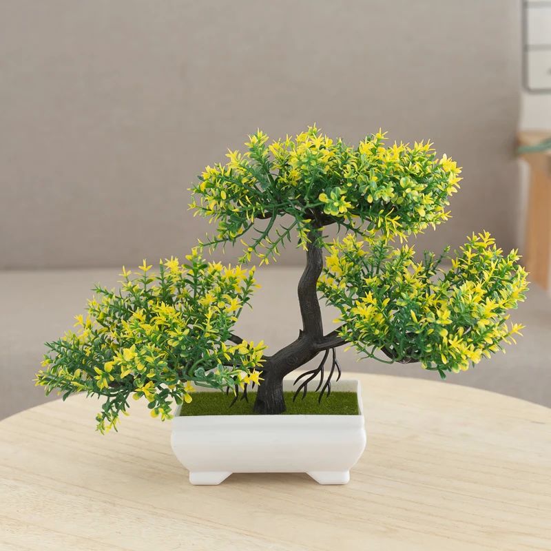 Artificial Plastic Plants Bonsai Small Tree Pot Fake Plant P - 图0