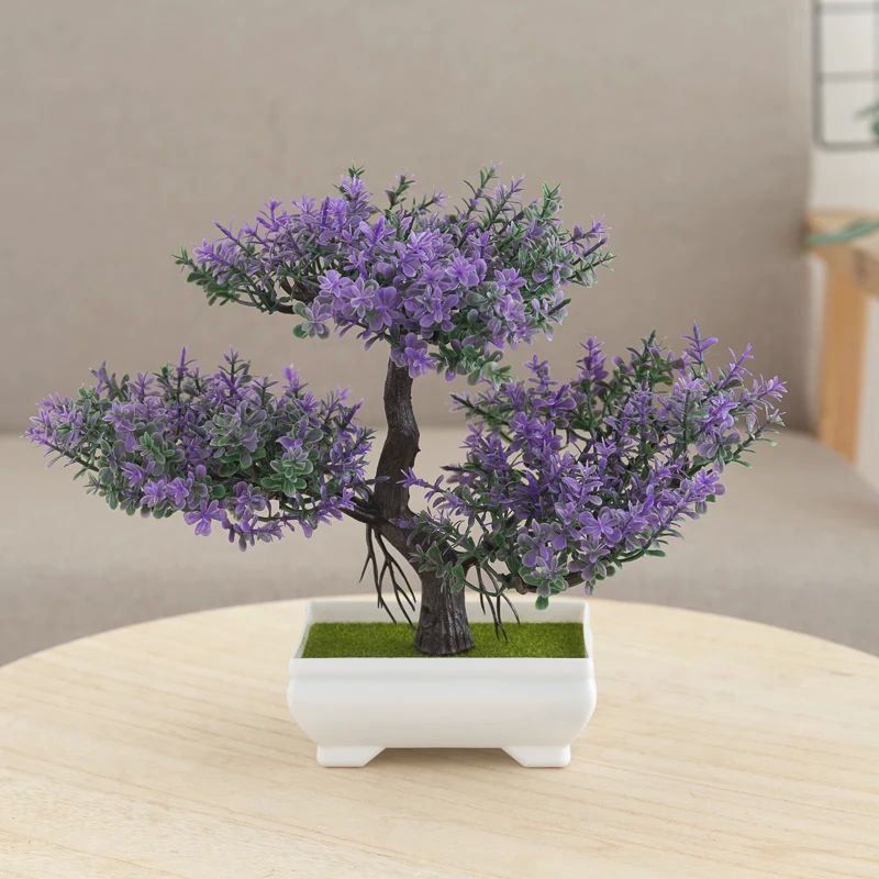 Artificial Plastic Plants Bonsai Small Tree Pot Fake Plant P - 图1