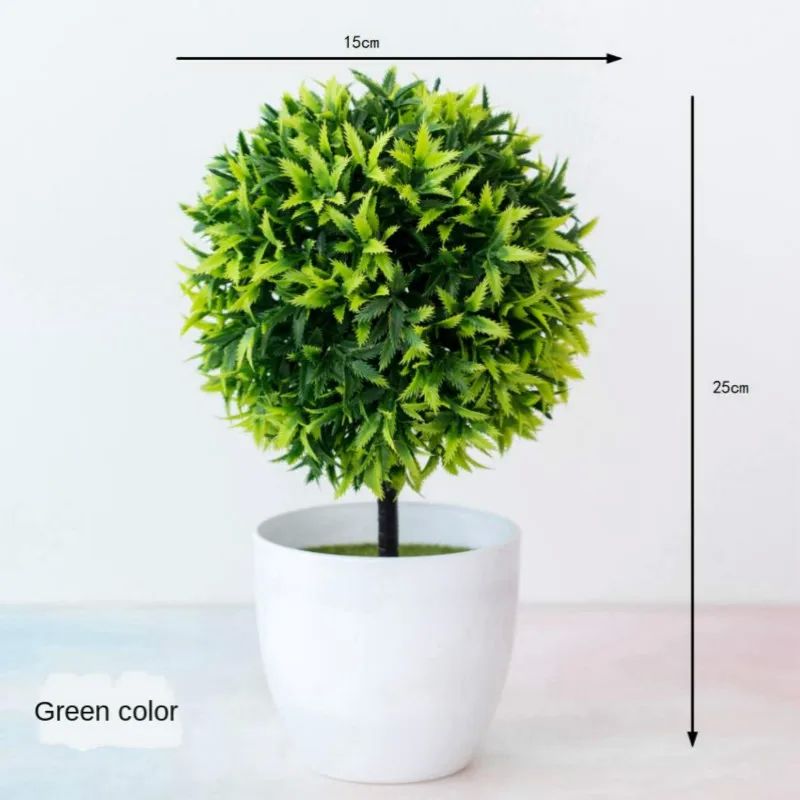 New Green Artificial Plants Bonsai Small Tree Grass Flower P - 图2