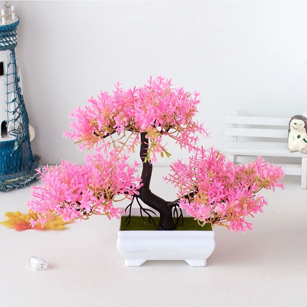 Artificial Plastic Plants Bonsai Small Tree Pot Potted Flowe - 图3