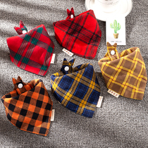 Fashion Checkered Triangle Towel Baby Saliva Towel Baby Pure Cotton Walled Mouth Autumn Winter Male Treasure Girl Newborn Children Scarves