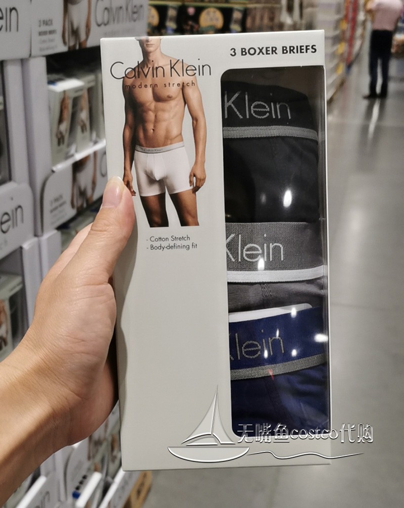 CalvinKlein男士内裤舒适中腰棉质面料男平角短裤3条装上海costco - 图0