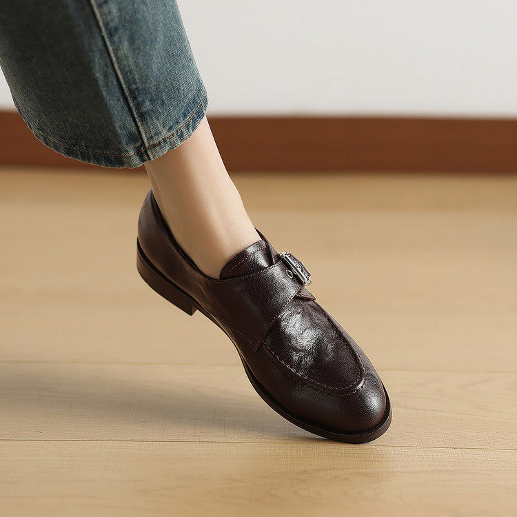 圆头方跟橡胶胶粘工艺头层猪皮深口单鞋,淘宝优惠券,粉丝福利购,淘宝优惠卷