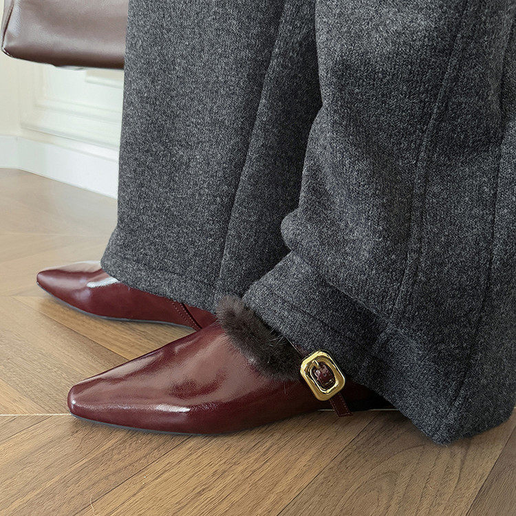 方头内增高TPR(牛筋）胶粘工艺人造短毛绒深口单鞋,淘宝优惠券,粉丝福利购,淘宝优惠卷