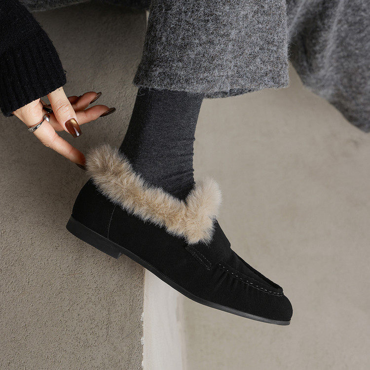 圆头平底橡胶胶粘工艺人造长毛绒乐福鞋（豆豆鞋）,淘宝优惠券,粉丝福利购,淘宝优惠卷