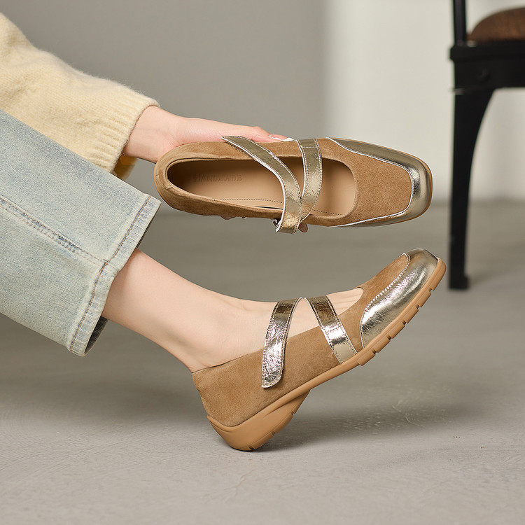 方头粗跟羊皮羊反绒（羊猄）2026年春季深口单鞋,淘宝优惠券,粉丝福利购,淘宝优惠卷