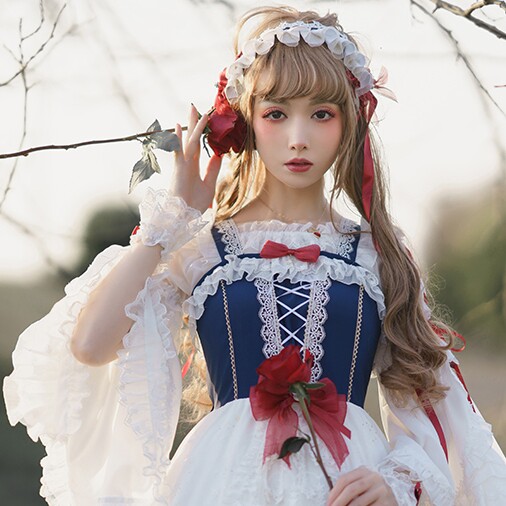 现货 颂歌女神 织星白雪姬2.0 姬袖内搭lolita洛丽塔古典华丽白_虎窝淘