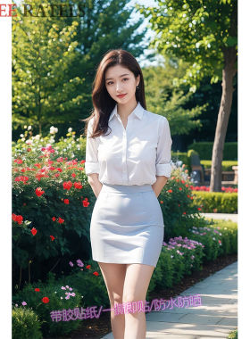 可爱短裙ol美女风景贴墙画床边墙上柜门贴画房间个性自贴纸装饰画