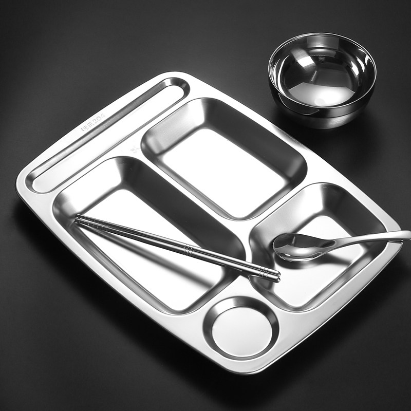 食品级304不锈钢快餐盘食堂学校餐盘学生成人员工分格餐盘碗套装,淘宝优惠券,粉丝福利购,淘宝优惠卷