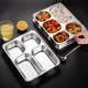 316 stainless steel fast food plate food grade 304 student dining plate divided into grid adults with lid employee canteen lunch box