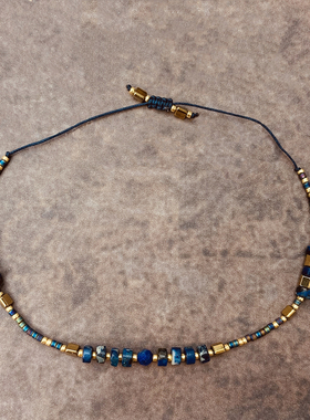 VIKIKO串珠ins小众设计 蓝色系混搭女生细手链 青金石友谊宝石