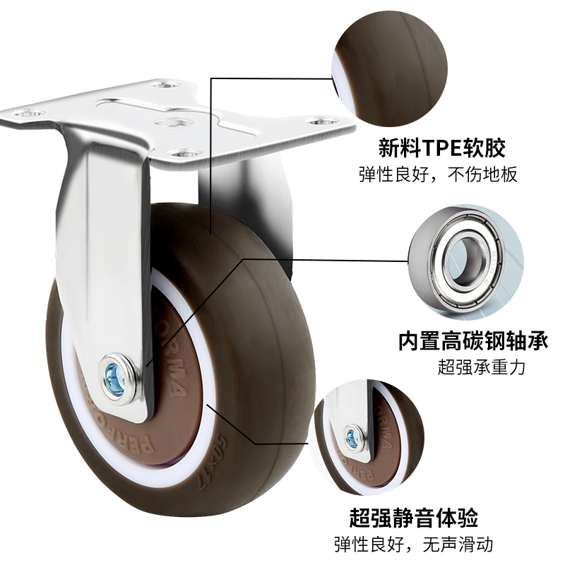 1寸家具滑轮转向轮滚轮橡胶轮婴儿床轮子配件小万向轮静音2寸脚轮-图2