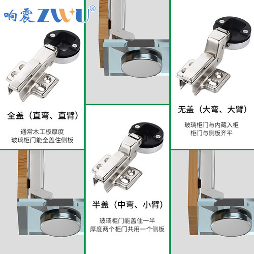 柜门铰链开孔玻璃门门液压铰烟斗阻尼缓冲酒柜专用橱柜配件合页 - 图1