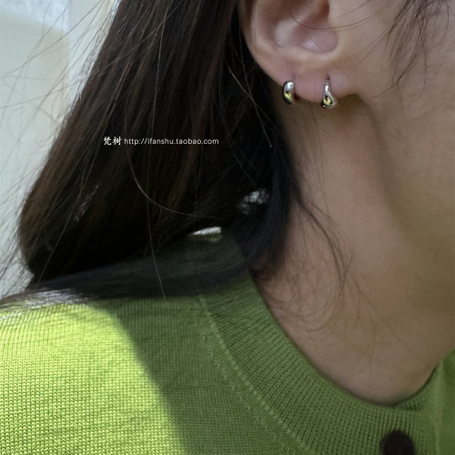 梵树For handmade-《加仑周末》S925迷你水滴流线光面耳扣 - 图0