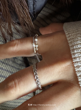 梵树For handmade-《随机幸运》S990足银 活动珠珠 熔岩银豆戒指