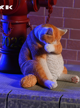 JXK 1/6懒猫6.0橘猫捂脸哭泣猫咪创意手办车载桌面模型小动物摆件