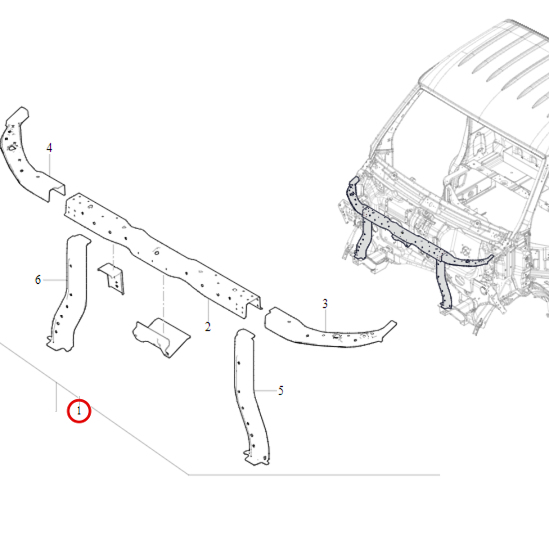 华晨金杯T50T50S/T52SSRM鑫源金卡S1散热器上横梁前龙门架总成 - 图1