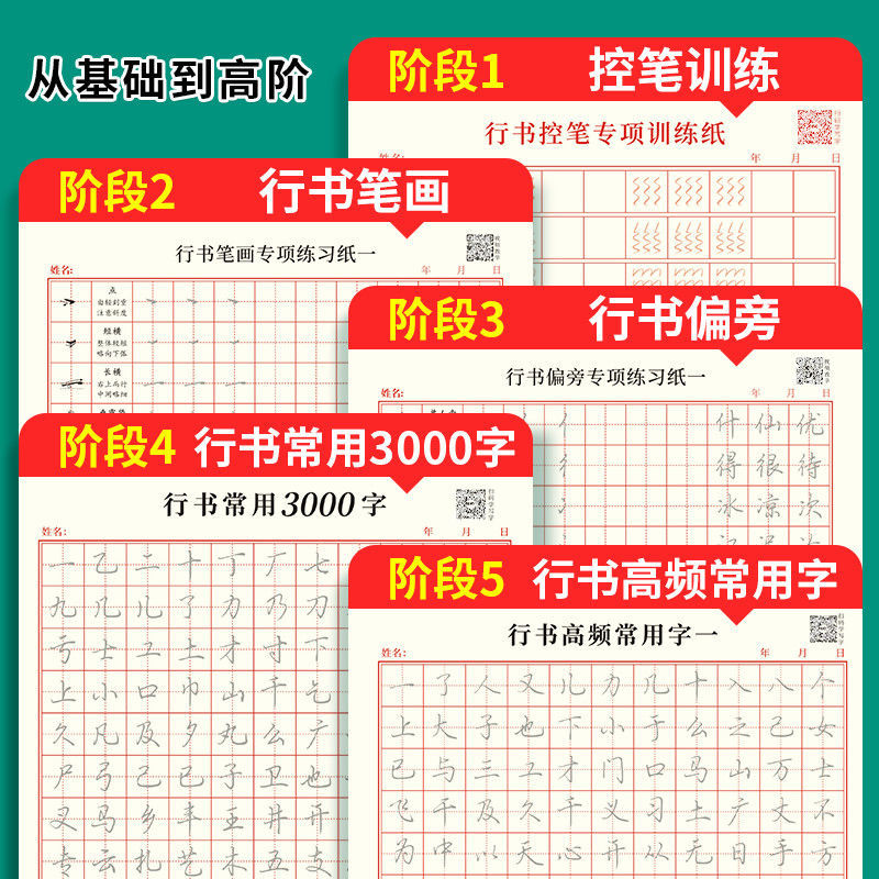 行书3000常用字入门字谱贴速成连笔字字帖成人大学生行楷硬笔书法-图0